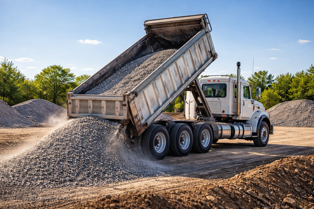 gravel delivery in the ozarks dump truck unloading gravel